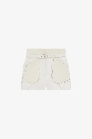 IRO Necati Stitched-patchwork Leather Shorts