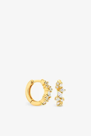 Astrid & Miyu Crystal Cluster 18ct -plated Sterling-silver Huggies