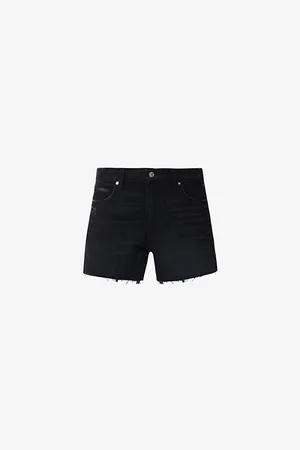Paige Dylan Frayed-hem Mid-rise Denim-blend Shorts