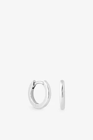 Astrid & Miyu Essential Rhodium-plated Recycled Sterling- Huggie Earrings