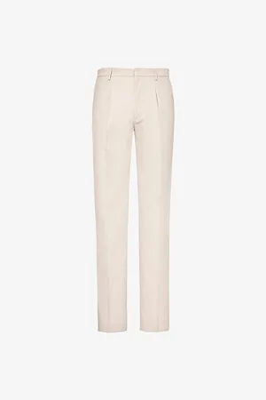 Paige Shultz Straight-leg High-rise Cotton-blend Trousers