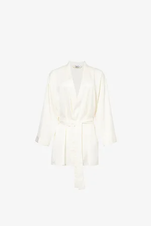 Lounge Underwear Logo-embroidered V-neck Satin Dressing Gown