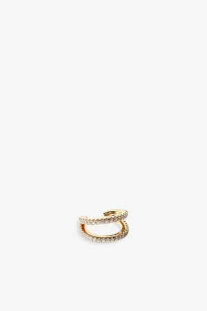 Astrid & Miyu Double 18ct Yellow -plated Recycled Sterling-silver and Zirconia Ear Cuff