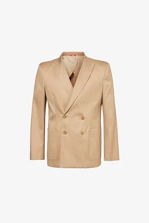 VALENTINO Double-breasted Peak-lapel Cotton Blazer