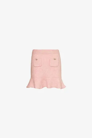 Self-Portrait Fluffy Ribbed-knit Stretch-woven Blend Mini Skirt