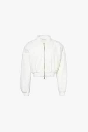 The Frankie Shop Micky Padded-shoulder Cropped Denim Bomber Jacket