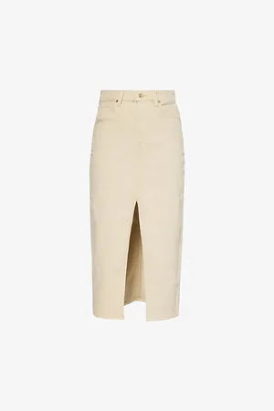 Paige Angela Stretch-cotton Denim Midi Skirt