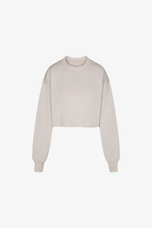 SKIMS Loose-fit Cropped Cotton-blend Sweatshirt