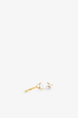 Astrid & Miyu Crystal Pear 18ct Yellow Gold-plated Recycled Sterling-silver and Cubic Zirconia Stud Earrings