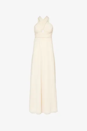 Six Stories Crossover Halterneck Chiffon Maxi Dress