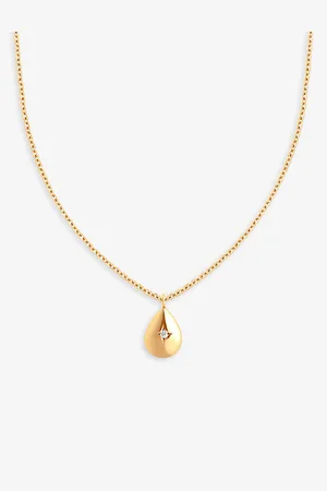 Astrid & Miyu Pear Charm 18ct Yellow Gold-plated Recycled Sterling-silver and Cubic Zirconia Necklace