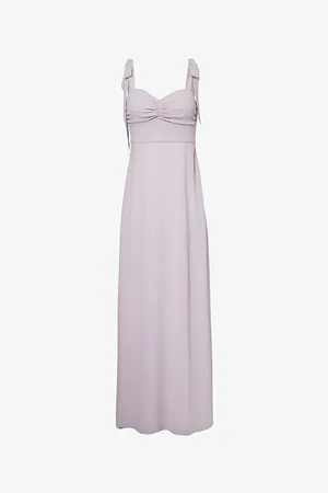 Six Stories Tie-strap Sweetheart-neck Chiffon Maxi Dress