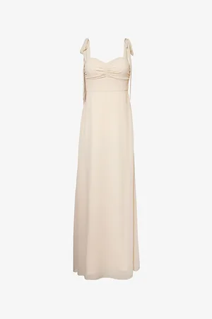Six Stories Tie-strap Sweetheart-neck Chiffon Maxi Dress