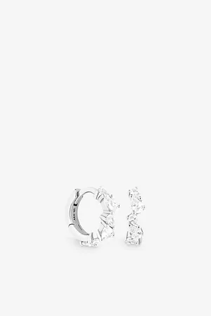 Astrid & Miyu Crystal Pear -plated Recycled Sterling-silver and Cubic Zirconia Huggies