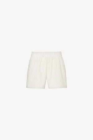 GOOD AMERICAN Stripe-pattern Elasticated-waist Cotton-blend Poplin Shorts