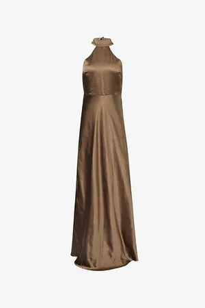 Six Stories Halterneck Slim-fit Satin Maxi Dress