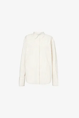 GOOD AMERICAN Stripe-pattern Oversized Cotton-blend Poplin Shirt