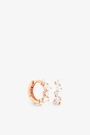 Astrid & Miyu Crystal Pear -plated Recycled Sterling-silver and Cubic Zirconia Huggies