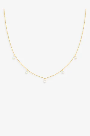 Astrid & Miyu Crystal Pear Charm 18ct Yellow Gold-plated Recycled Sterling-silver and Cubic Zirconia Necklace