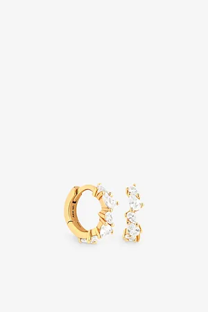 Astrid & Miyu Crystal Pear 18ct Yellow Gold-plated Recycled Sterling-silver and Cubic Zirconia Huggies
