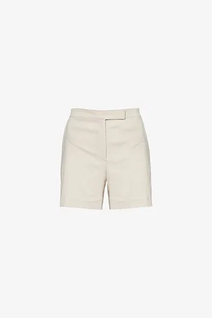 THEORY Woven-texture Mid-rise Linen-blend Shorts