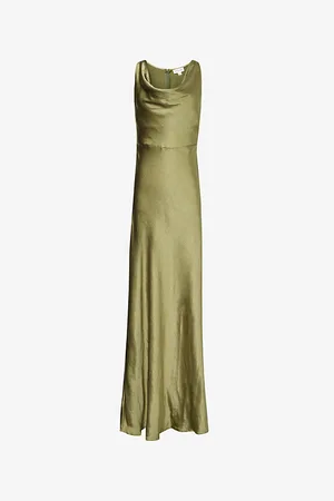 Six Stories Sleeveless Cowl-neck Satin Maxi Dress
