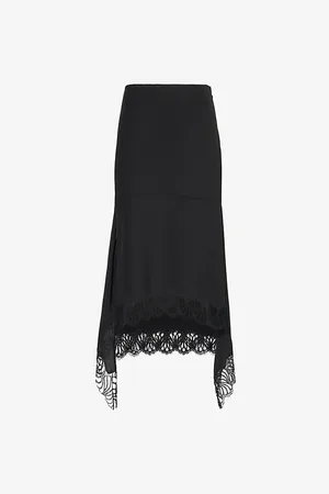 Stella McCartney Lace-trim High-rise Silk-crepe Midi Skirt
