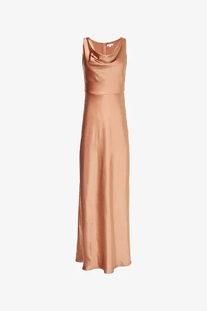 Six Stories Sleeveless Cowl-neck Satin Maxi Dress