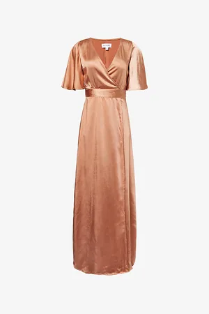 Six Stories Wraparound Tie-waist Satin Maxi Dress