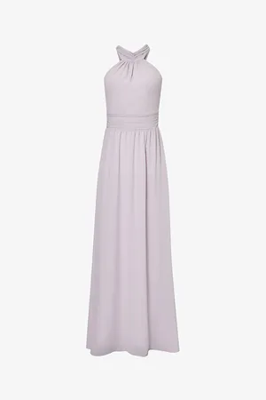 Six Stories Halterneck Open-back Chiffon Maxi Dress