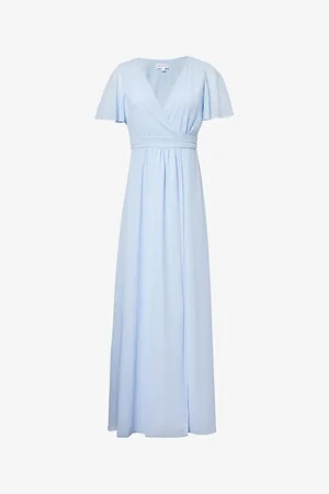 Six Stories Short-sleeved Wraparound Chiffon Maxi Dress