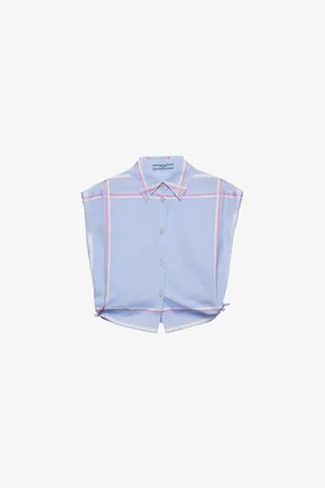 Prada Check-pattern Cropped Cotton Shirt