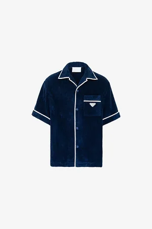 Prada Brand-plaque Cotton Bowling Shirt