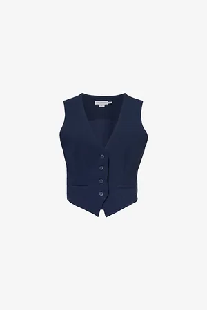 GOOD AMERICAN Luxe V-neck Single-breasted Woven Waistcoat