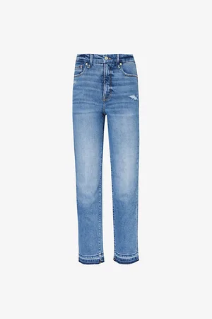 GOOD AMERICAN Good Classic Raw-hem Straight-leg High-rise Stretch-recycled Denim Jeans