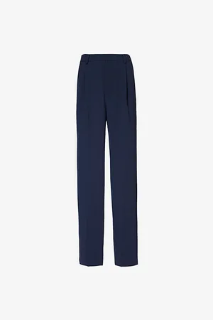 GOOD AMERICAN Luxe Pleated Straight-leg High-rise Woven Trousers