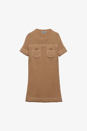Prada Pocket-embellished Straight-hem Cotton Mini Dress