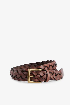 Ralph Lauren Logo-engraved Braided Leather Belt