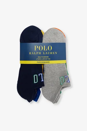 Ralph Lauren Logo-instarsia Pack of Six Stretch-knit Socks