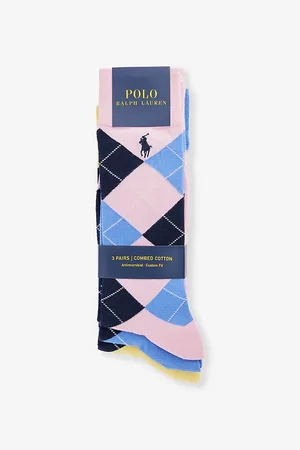 Ralph Lauren Logo-embroidered Argyle Pack of Three Stretch-cotton Blend Socks