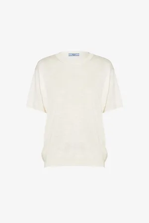 Prada Brand-logo Crewneck Silk Top