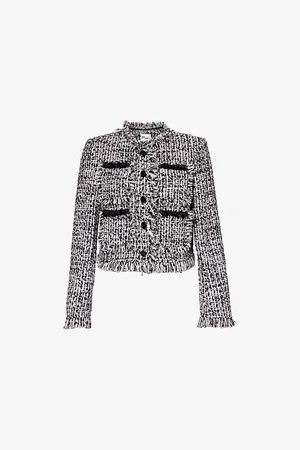 Self-Portrait Fringed-trim Boxy-fit Boucle Jacket