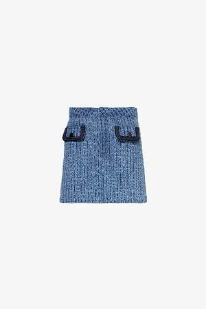 Self-Portrait Tex High-rise Stretch-denim Mini Skirt