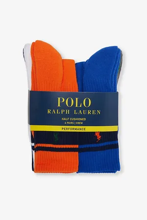 Ralph Lauren Logo-embroidered Pack of Six Stretch-knit Socks