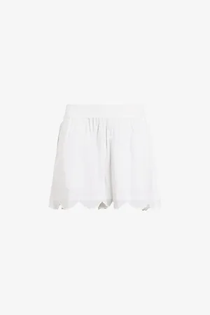 AllSaints Etti Scalloped-hem High-rise Organic-cotton Shorts
