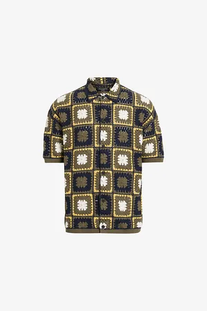 AllSaints Mandon Flower-embroidered Short-sleeve Organic-cotton Cardigan