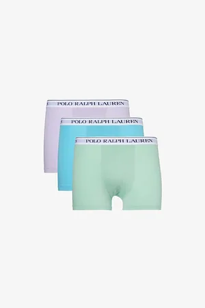 Ralph Lauren Branded-waistband Mid-rise Pack of Three Stretch-cotton Trunks