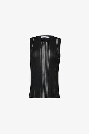 Helmut Lang Sheer Striped Knitted Top