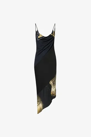 Conner Ives Graphic-print Cowl-neck Cotton-blend Jersey Midi Dress