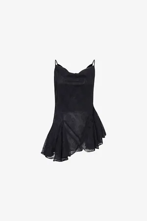 Conner Ives Floral-pattern Asymmetric-hem Lace Top